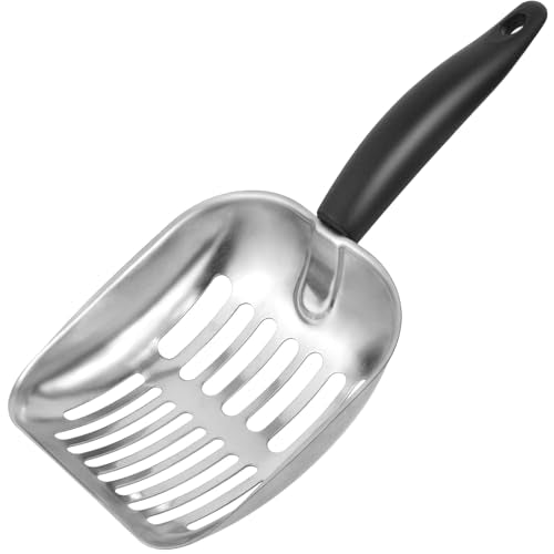 Cat Litter Scoop -Metal Cat Litter Scoop-Sturdy Mesh Scooper - Mesh Shovel-Easy to Clean - Suitable for Cat Litter Box -Black - color: Black, size: L-1