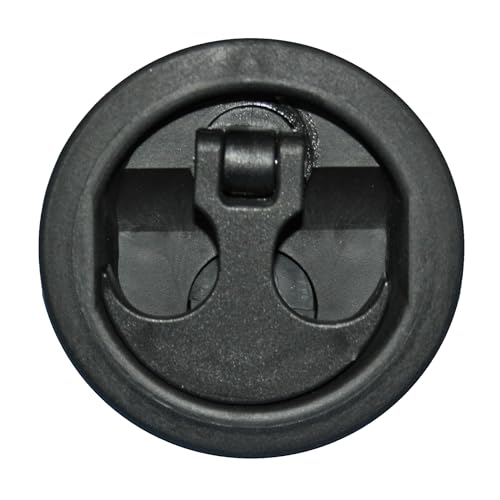 T-H Marine Anchor Handle Lift Latch | Waterproof Anchor Style Handle for Boat Compartment Lids | Non-Locking, Black Base, Black Handle | Fits Fiberglass, Aluminum & Carpeted Lids - size: Install Hole Size: 2-3/8" to 2-1/2"