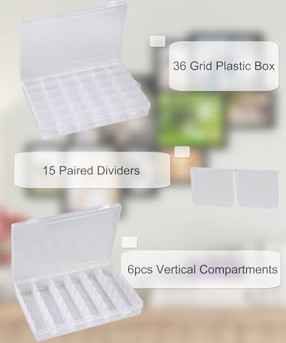 12 Pack 36 Grids Bead Organizers Plastic Organizer Box with Dividers 3600 Tackle Boxes Organizer Clear Box Organizers Compartment Storage Container