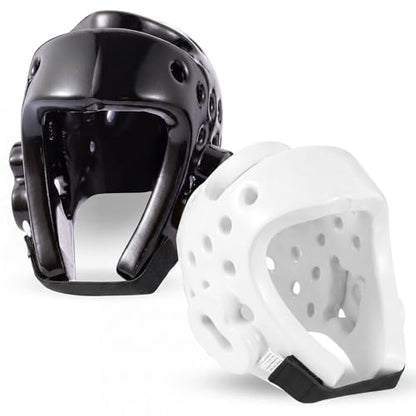 2 Pcs Taekwondo Karate Headgear MMA Martial Arts Helmet Soft Head Guard Protection Sparring Gear Helmet Boxing for Men Women Thai Kickboxing Grappling Muay Taekwondo - color: White and Black, size: Large
