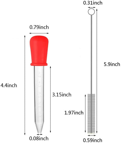 10 Pcs 5ml Liquid Droppers & 2 Brushes,Silicone and Plastic Pipettes Transfer Eyedropper with Bulb Tip for Candy Molds,Childhood,Pet,Crafts Projects- 10 Colors