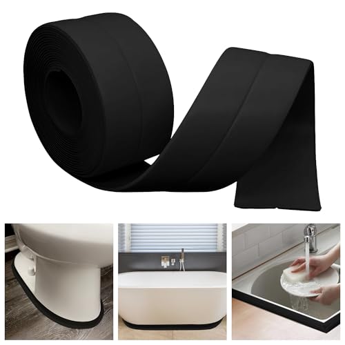 Caulk Tape Bath & Kitchen Self Adhesive Waterproof, Toilet Caulking Strip, Bathtub Sealing Strip Tape Shower Caulk Bathroom Sealant, Traditional Caulking Replacement (Black, 1.5" x10.5Ft) - style: Black-1.5IN-10.5FT-A