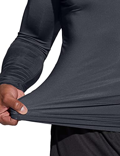 TSLA Men's Thermal Long Sleeve Compression Shirts, Athletic Base Layer Top, Winter Gear Running T-Shirt - color: 2pack Charcoal/White, size: X-Large