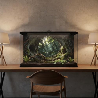 Terrarium Background Cloth, 24x12 Inch Reptile Tank Background for Bearded Dragon & Leopard Gecko Tank Accessories, Polyester Aquarium Background with Green Rainforest Design