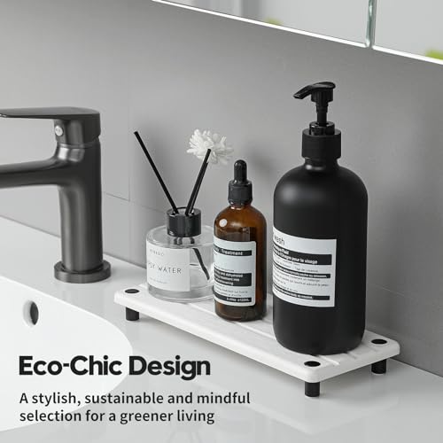 Instant Dry Sink Caddy Kitchen Sink Organizer, Quick Drying Diatomaceous Earth Stone Sink Tray Sponge Holder Soap Dish, Bathroom Countertop Vanity Dispenser Toothbrush Bottle, White, 10" x 4" - color: 1. White, size: 10" x 4" x 1"