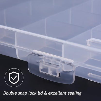 42 Grids Clear Large Plastic Organizer Box With Dividers, Bead Organizers And Storage Compartment Container For Nail Accessories/Jewelry/Craft/Screw/Small Parts/Diamond Painting Art Tools