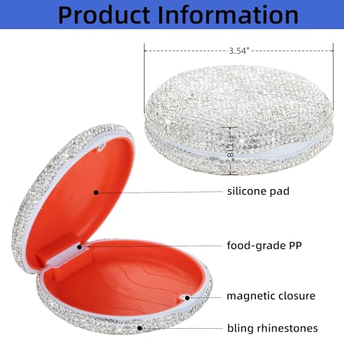 Retainer Case Cute Mouse Guard Case Slim Aligner Case Compatible with Invisalign Bling Night Guard Case Orthodontic Retainer Box Magnetic Denture Holder (Sliver) - color: silver