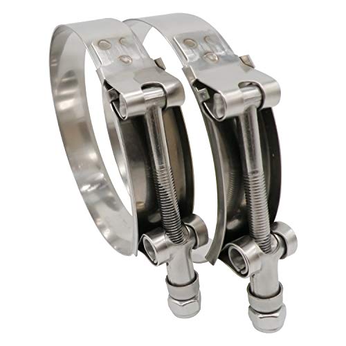 4" T Bolt Hose Clamp Stainless Steel - Working Range 108mm - 116mm for 4" I.D. Hose with 3mm - 6mm Wall Thickness, Roadformer T-bolt Hose Clamps Featured to Provide Reliable Sealing Force, 2 Pack - size: 4" Hose Clamp 108mm - 116mm (4.25" - 4.57")