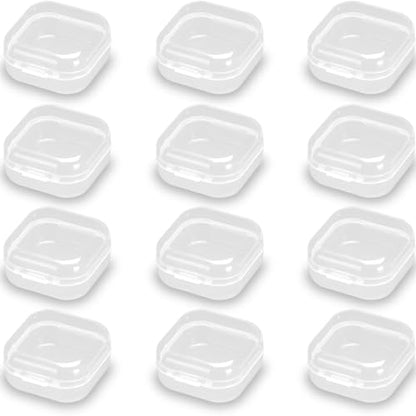 12 PCS Square Empty Mini Clear Plastic Storage Containers (1.38 x 1.38 x 0.71 Inch), Clear Plastic Beads Storage Containers Box for Beads, Jewelry, Game Pieces and More - size: 1.38 x 1.38 x 0.71 Inch