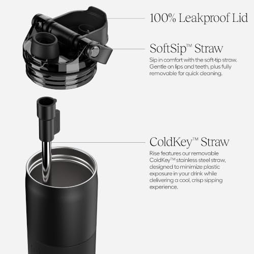 BrüMate Rise 18oz Water Bottle with Covered Silicone Straw | 100% Leakproof Insulated Kids Water Bottle | Cup Holder Friendly Base | 18oz (Dark Aura) - color: Dark Aura, size: 18 Ounces