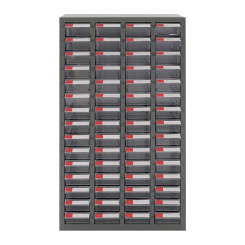60-Drawer Hardware Cabinet, Freestanding Steel Parts Organizer w/Label Slots, Stackable Small Component Storage for Workshop, Garage & Studio (Clear) - color: Clear