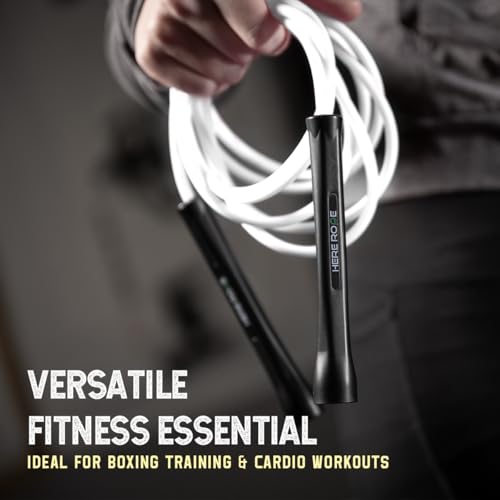 6mm Adjustable Boxing Jump Rope With Inner String Cord, Unbreakable Handles, Hererope Durable Non-Kinking PVC Jump Ropes for Men Women, Exercise Fitness, Indoor Outdoor Use