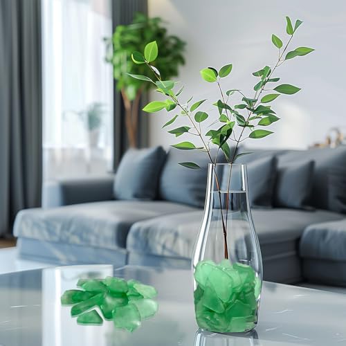 15 OZ Frosted Dark Green Sea Glass Bulk Tumbled Seaglass Pieces for DIY Crafts, Beach Theme Party Nautical Wedding Decorations, Aquarium Vase Fillers, Mosaic Art, Coastal Home Decor,0.5-1.5 inch