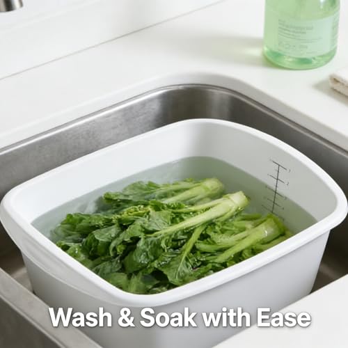 10 Pack White Wash Basins, 7 Quart Rectangular Plastic Tubs for Multipurpose Cleaning & Soaking, 12.99" x 10" x 5" - color: White