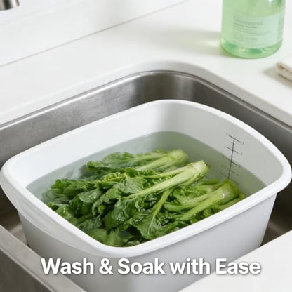10 Pack White Wash Basins, 7 Quart Rectangular Plastic Tubs for Multipurpose Cleaning & Soaking, 12.99" x 10" x 5" - color: White
