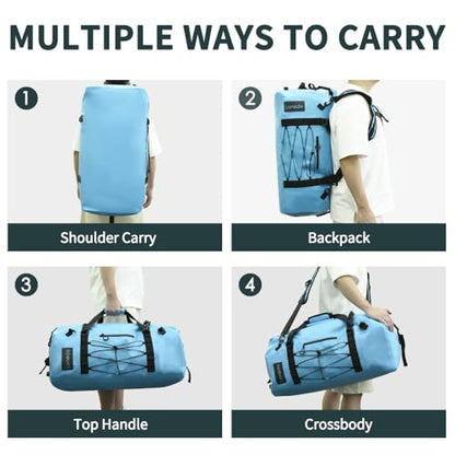 80L Dry Bag Large Waterproof Bag Roll-Top Heavy Duty Fishing Duffel Bag with Durable Straps & Handles for Kayaking Paddle boarding Boating Rafting Fishing - color: Blue