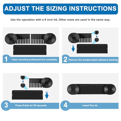 New Upgrade 4 Pack Adjustable Pot Lid Holder, Lid Organizer Fits 6" to 14" Lids, with Screw Hole Position and Sticky Wall Mounted Lid Storage Kitchen Cabinets, Cabinet Doors (Black) - color: Black