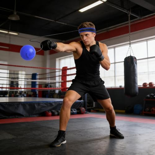Boxing Reflex Ball Multifunctional Fun Effective Reaction Training | Beginners Reflex Ball Trainer Gear for Professionals Enthusiasts Beginners Amateurs Lovers Families Friends - color: Blue ball