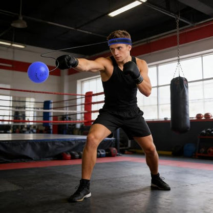 Ball Punching Headband Effective Reaction Training Hand Eye Coordination - color: Blue ball