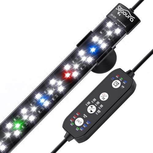 SEAOURA Submersible Aquarium Light for 28 to 54 Inch Fish Tank, 24/7 Cycle Fish Tank Light with Timer, Aquarium Plant Light with Full Spectrum+7 Single Colors, Auto On/Off, Adjustable Brightness - size: 26.8 Inch length