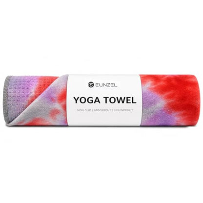 Eunzel Non Slip Hot Yoga Mat Towel with Grip Dots, 72" x 24" - color: Red & Gray