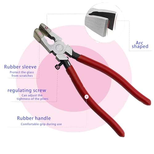 Tayfeim Glass Cutters Tools Set Glass Cutting Tool kit Glass Cutter Glass Running Pliers Breaker Grozer Pliers Stained Glass Tools with Curved Jaws Zipper Package - color: A KIT