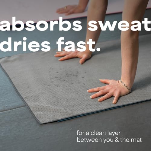 S&T INC. Aura Microfiber Yoga Mat Towel with Grip, 2 Pack, 24" x 72", Grey - color: Grey 2pk