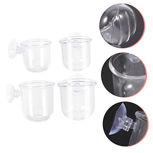 HANABASS 4Pcs Fish Tank Feeder Cups Removable Worm Feeders with Suction for Aquarium for Red Brine Shrimp Tropical Fish Durable Easy to Install