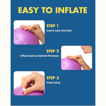 ProBody Pilates Ball Small — 9 Inch Small Exercise Ball | Anti-Burst PVC, Latex-Free, Clinic Grade, Between-Knees Stabilizer, Postpartum & Rehab, Straw Inflator, Yoga Ball Small - color: Black