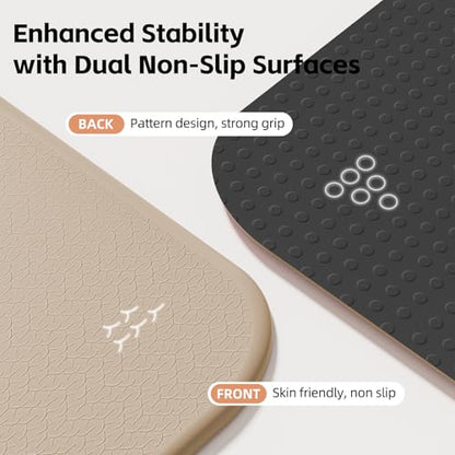 Extra Thick 10mm Foldable Yoga Mat, SGS Certified POE Non-Slip Mat, Multi-Purpose Exercise & Fitness Mats for Studio or Home - color: Beige-74"L x 26"W x 0.4"Th