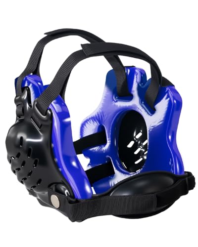 Wrestling Headgear, Youth Wrestling Head Gear with Chin Cup, Sorf Ear Guard for MMA, Jiu-Jitsu (for Users Age 10+) - color: Blue