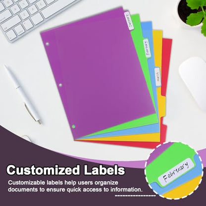 3 Sets Colorful Binder Dividers with Tabs,Plastic Index with 5 Tabs,Big Tab Dividers for 3 Ring Binder - style: 3 SETS 5 TAB