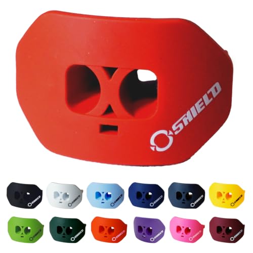O Shield Core Football Mouth Guard, Detachable Strap - color: Red