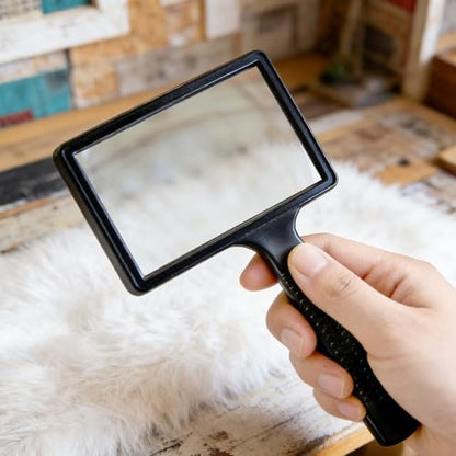10X Magnifying Glass Rectangle Reading Magnifier, Handheld Magnifying, Large Horizontal Viewing Area, Glasses Scratch Resistant Glass Lens for Observation Hobbies Nature Exploration Repair