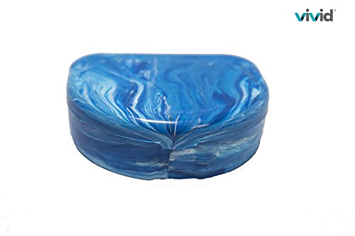 Orthodontic Retainer Case With Hinged Lid Snaps, Portable Denture Cases, Mouthguard Case for Retainer and Dentures (Blue Marble)