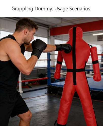 Hanging Grappling Dummy, MMA Wrestling Martial Arts Doll, Brazilian JIU Jitsu Submission Mixed, Movable arms, Durable Canvas Fabrics, UNFILLED