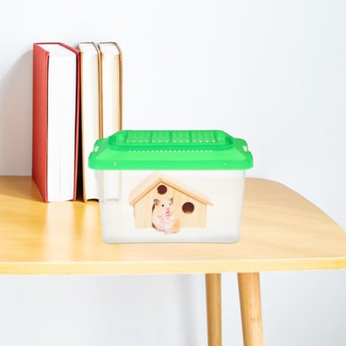 NUOBESTY Portable Turtle Tank and Plastic Fish Bowl Handheld Reptile Carrier with Green Medium Aquarium Box for Travel and Pet Transport