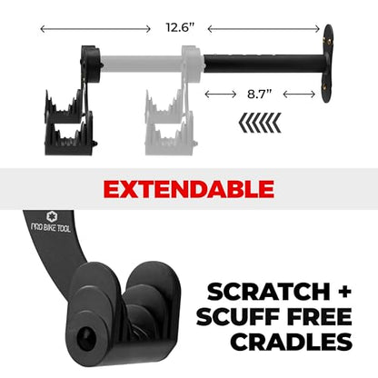 PRO BIKE TOOL Bike Rack for Garage Wall Mount - Horizontal Bike Storage - color: Black