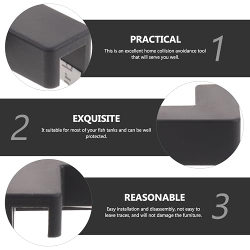 LIOOBO 6pcs Silicone Corner Guards Soft Impact-Resistant Protectors for Fish Tank and Pet Carrier Safety, Medium Black Bumpers for Furniture Babyproofing