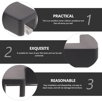 LIOOBO 6pcs Silicone Corner Guards Soft Impact-Resistant Protectors for Fish Tank and Pet Carrier Safety, Medium Black Bumpers for Furniture Babyproofing
