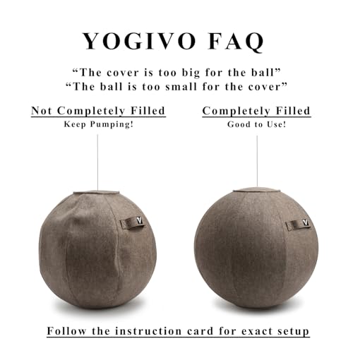 Sitting Ball Chair for Office and Home, Pilates Exercise Yoga Ball with Cover for Balance, Stability and Fitness, Ergonomic Posture Exercise Ball Seat with Handle and Pump - color: Gold brown