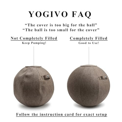Sitting Ball Chair for Office and Home, Pilates Exercise Yoga Ball with Cover for Balance, Stability and Fitness, Ergonomic Posture Exercise Ball Seat with Handle and Pump - color: Gold brown
