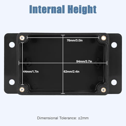 Project Box IP65 Waterproof ABS Plastic Electrical Junction Box with Clear Cover Enclosure with Fixed Ear, Black 3.9"x 2.6"x 1.9"(100x68x50mm)(Pack of 1)
