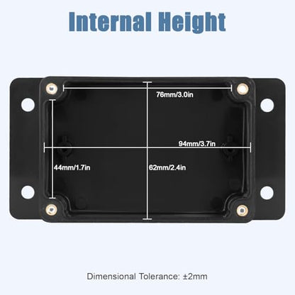 Project Box IP65 Waterproof ABS Plastic Electrical Junction Box with Clear Cover Enclosure with Fixed Ear, Black 3.9"x 2.6"x 1.9"(100x68x50mm)(Pack of 1)
