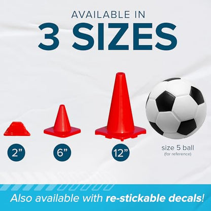 LVL10 Pro Training Cones - 12" Large Soccer Cones for Sports Training - for Basketball, Football, Basketball and Agility Drills - Soccer Field Markers that Won't Crack, Slide or Fly - style: 6 cones