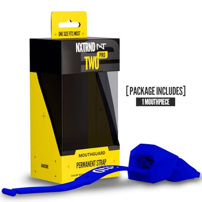 Nxtrnd Two Pro Football Mouth Guard, Permanent Strap, Fits Adult & Youth (Blue) - color: Blue Pro