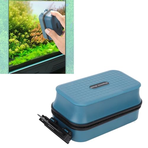 Aquarium Fish Brush Double-Sided Glass Cleaner Suspension Scraper Removal Tool for 5-15mm Glass, 60-120cm (Magnetic Brush + Ordinary Scraper)
