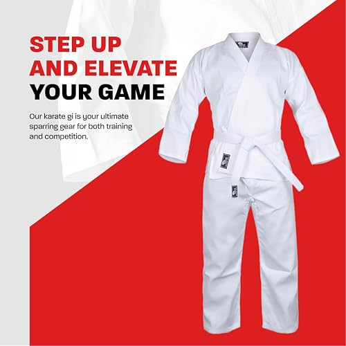Karate Uniform for Kids & Adults Lightweight Student Karate Gi Martial Arts Uniform with Belt - size: 1 (4'6'' / 90lbs)