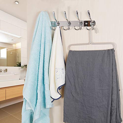 Dseap Coat Rack Wall Mounted - 5 Tri Hooks, Heavy Duty, Stainless Steel, Metal Coat Hook Rail for Coat Hat Towel Purse Robes Mudroom Bathroom Entryway,Chromed - color: Chrome Finish, size: L=16" (1 Pcs)