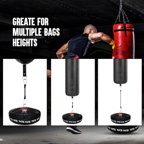 PGS Double End Floor Anchor for Punching Bag Double end Speed Ball, Maximum Swing Reduction for Boxing MMA, Non Tear Maya Hide Leather, Heavy Duty D Ring